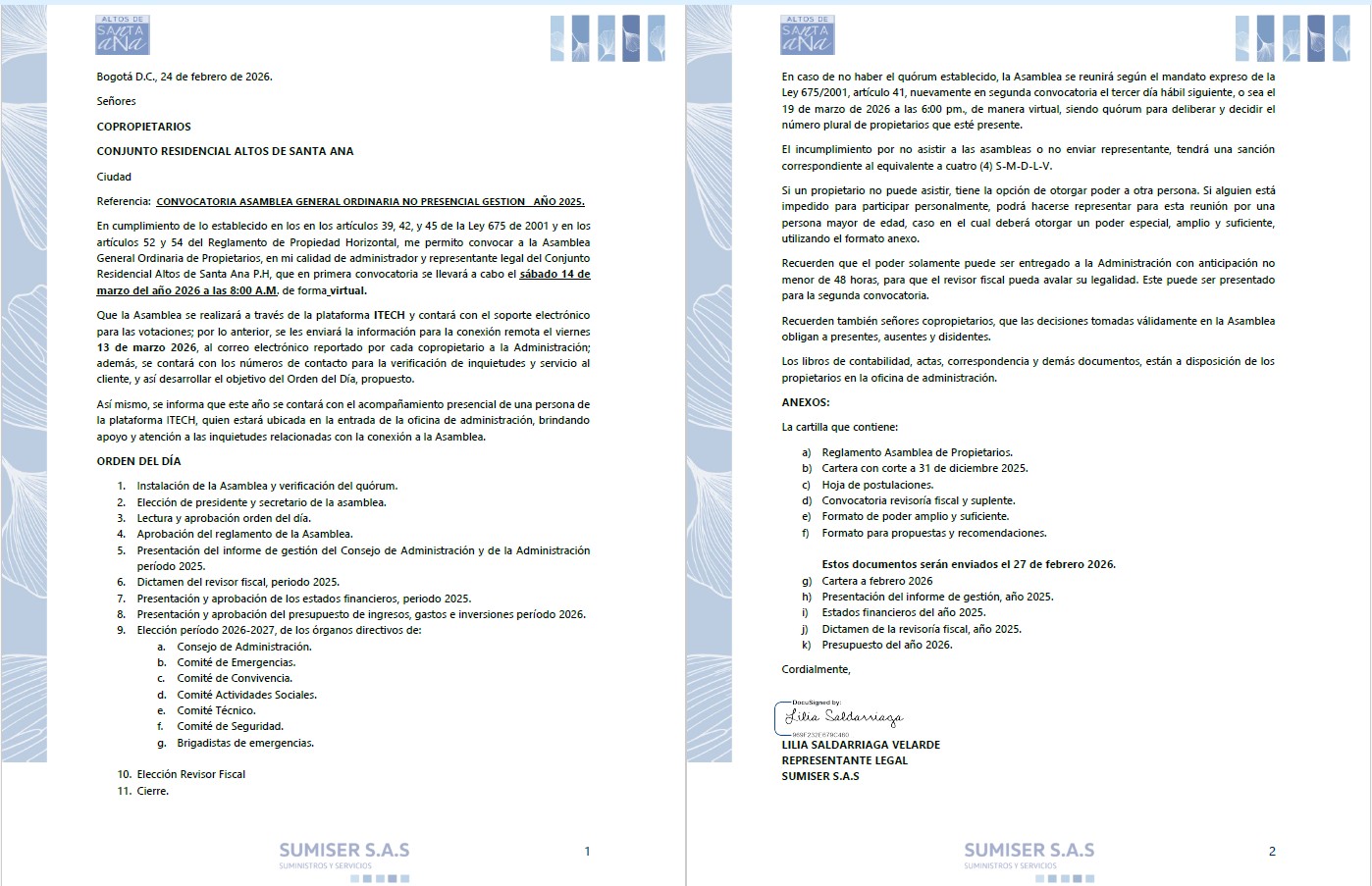 CONVOCATORIA ASAMBLEA GENERAL DE PROPIETARIOS GESTION AÑO 2025